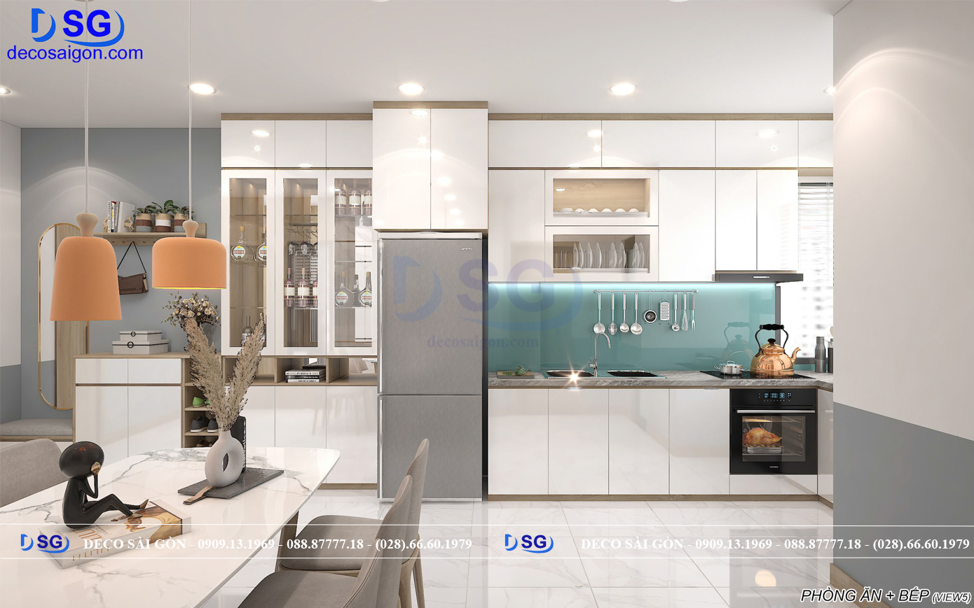 Thiết kế thi công nội thất phòng khách kết hợp phòng bếp nhà anh Vân quận 10 (hình 5)