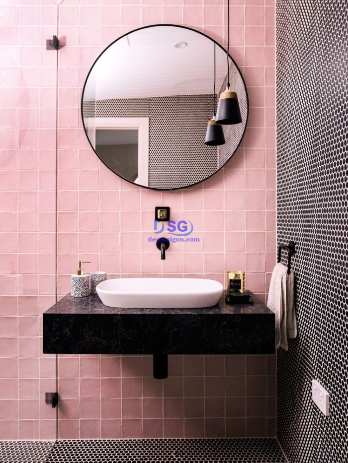 Phòng tắm với tông màu hồng