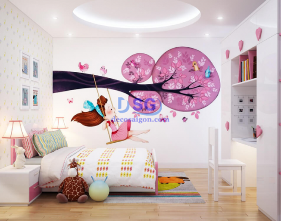 Mẫu thiết kế phòng ngủ đẹp hiện đại cho bé gái